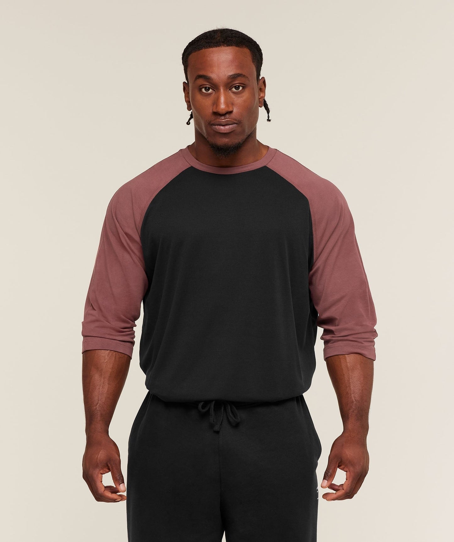 Gymshark 1/3 LS Graphic T-Shirt - Black/Burgundy Brown