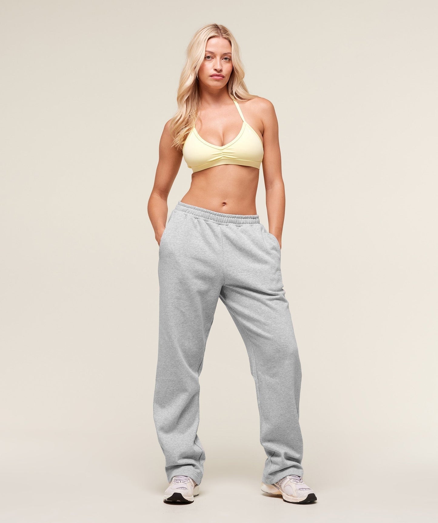 Gymshark Training Fleece Straight Leg Regular Joggers - Light Grey Core Marl