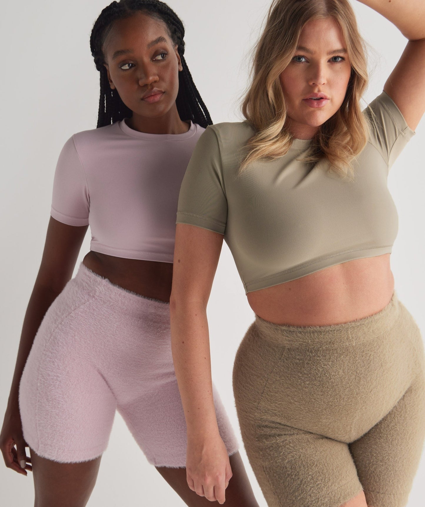 DNU Gymshark Whitney Short Sleeve Crop Top - Cement Brown