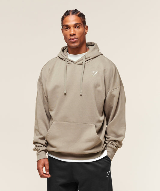 Gymshark Crest Oversized Hoodie - Linen Brown