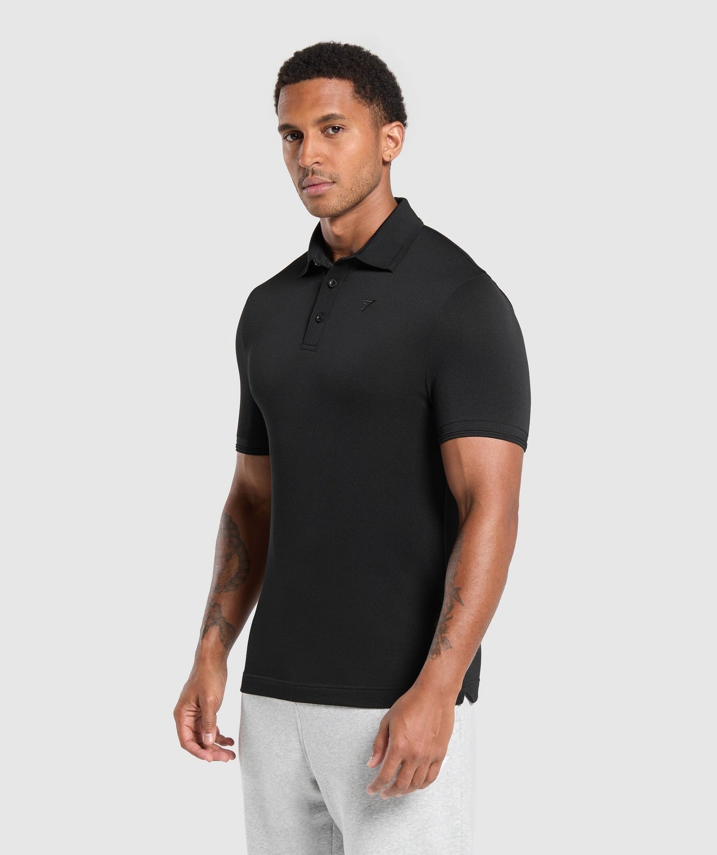 Gymshark Flat Knit Polo Shirt - Black