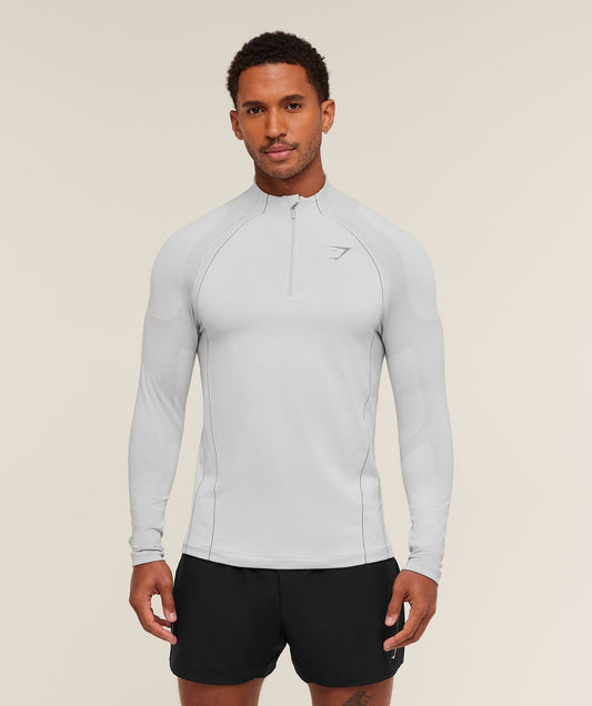 Gymshark Apex Seamless 1/4 Zip - Light Grey/Medium Grey