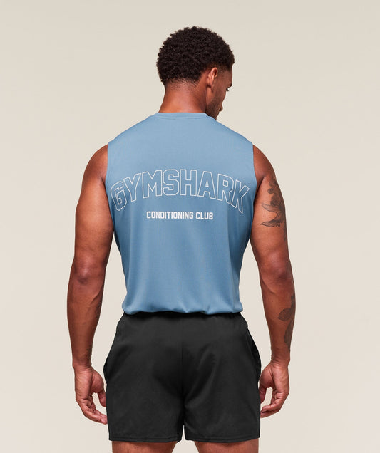 Gymshark Hybrid Athlete Cut Off Tank - Classic Blue
