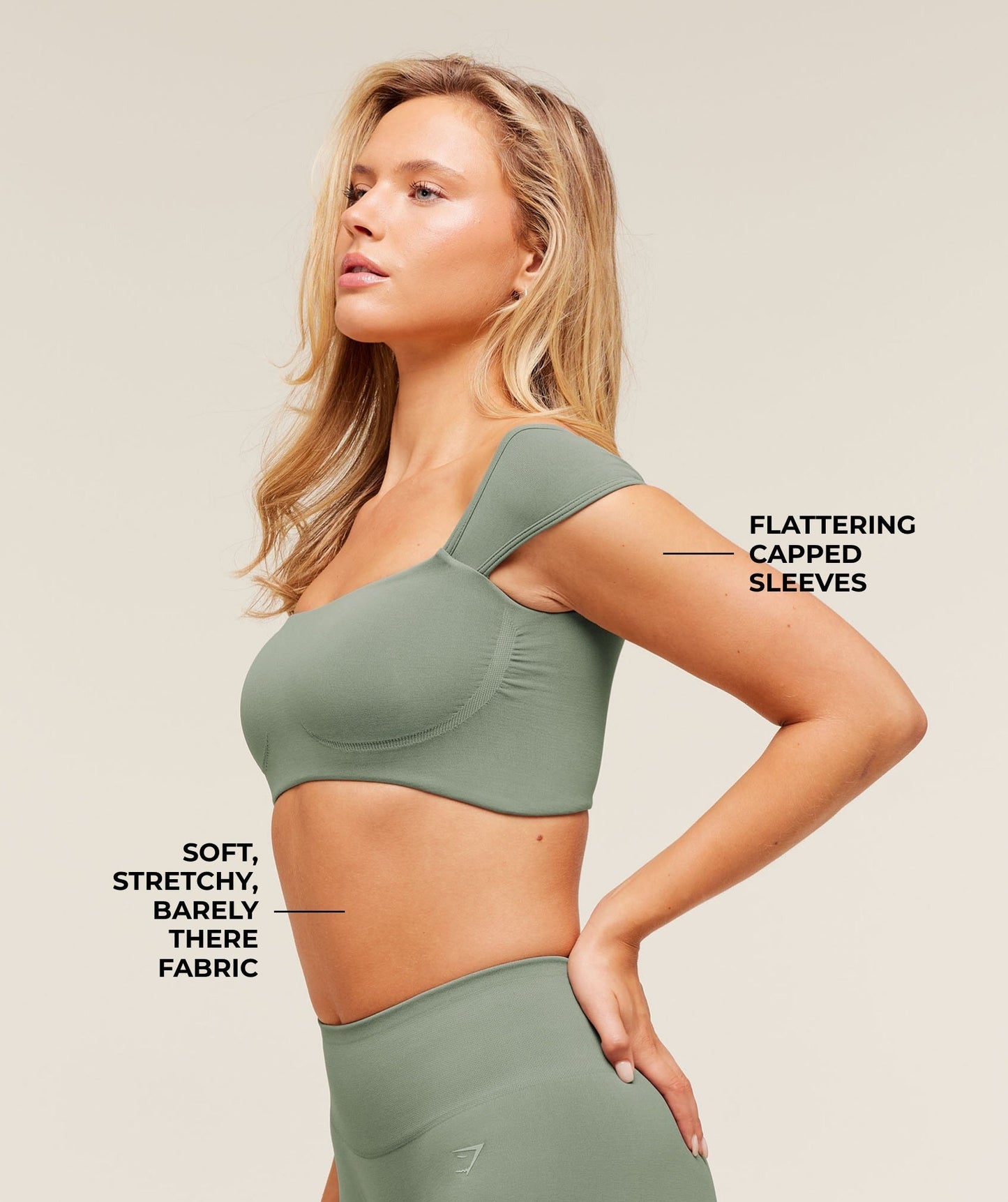 Gymshark Soft Sculpt Cap Sleeve Bralette - Unit Green