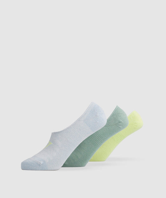Gymshark No Show Socks 3pk - Grey/Green/Green