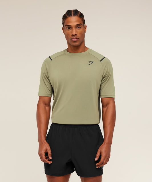 Gymshark Arrival Contrast T-Shirt - Grounded Green / Strength Green
