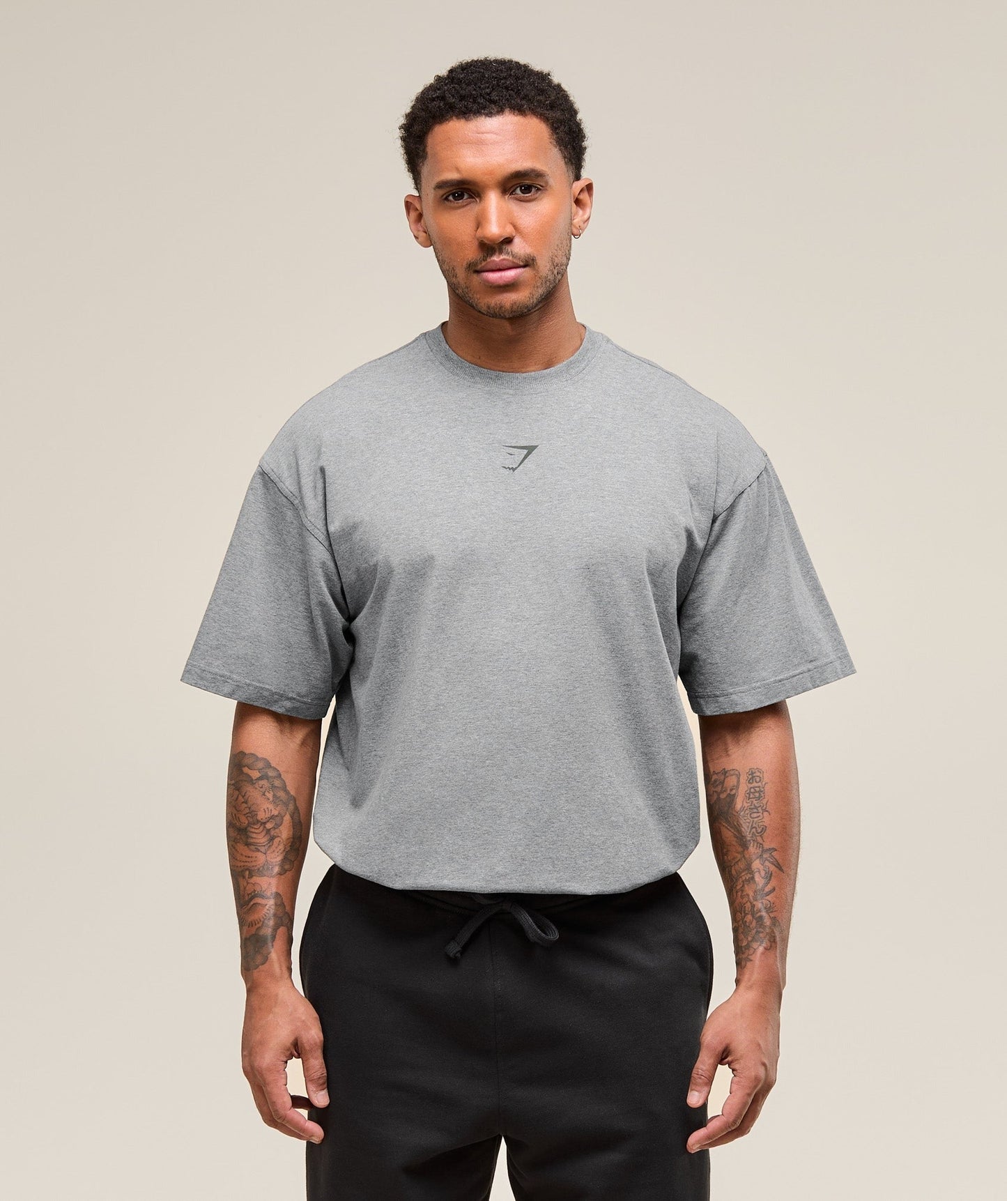 Gymshark Power T-Shirt - Charcoal Core Marl/Trail Green
