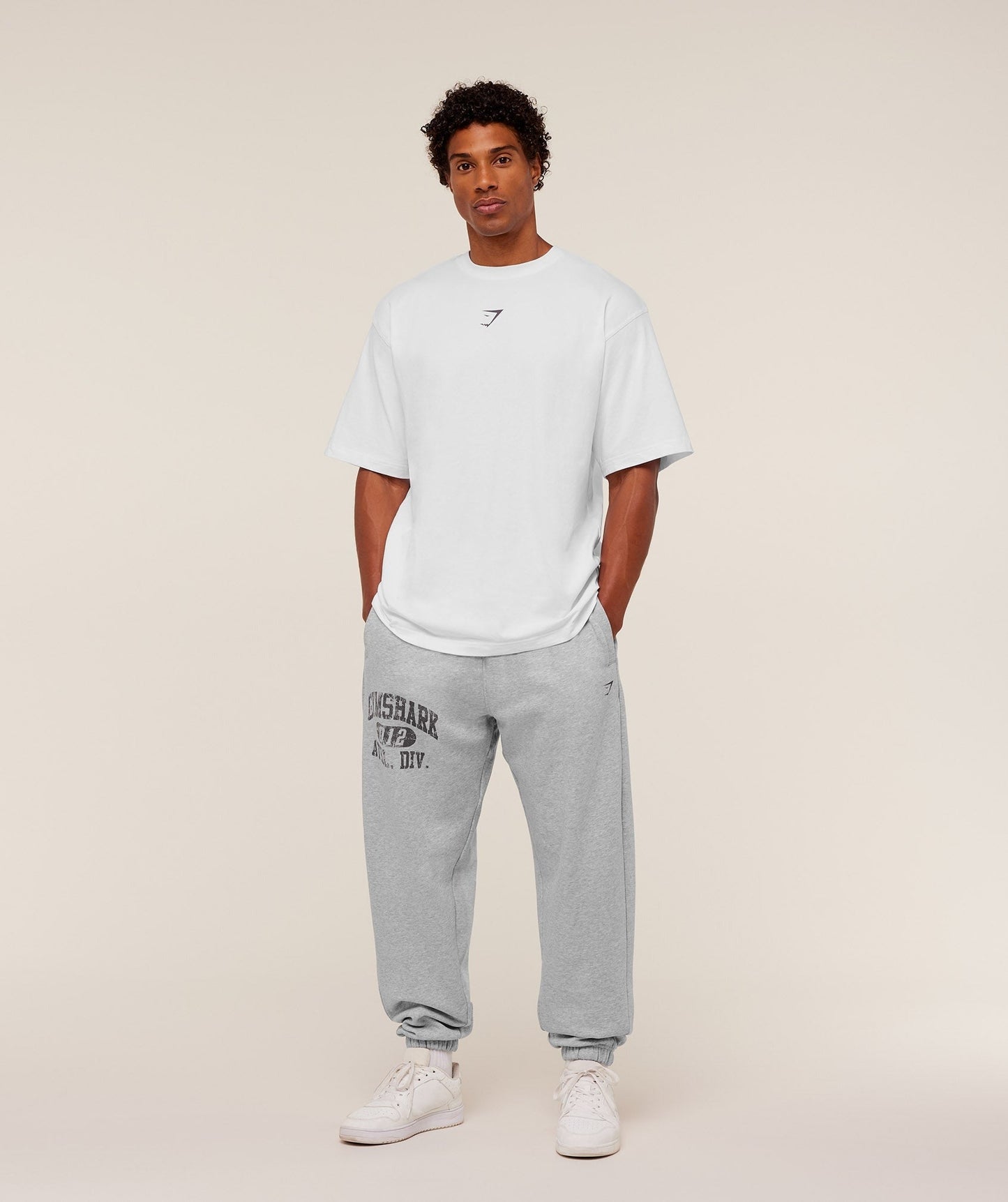Gymshark Athletic Division Graphic Joggers - Light Grey Core Marl