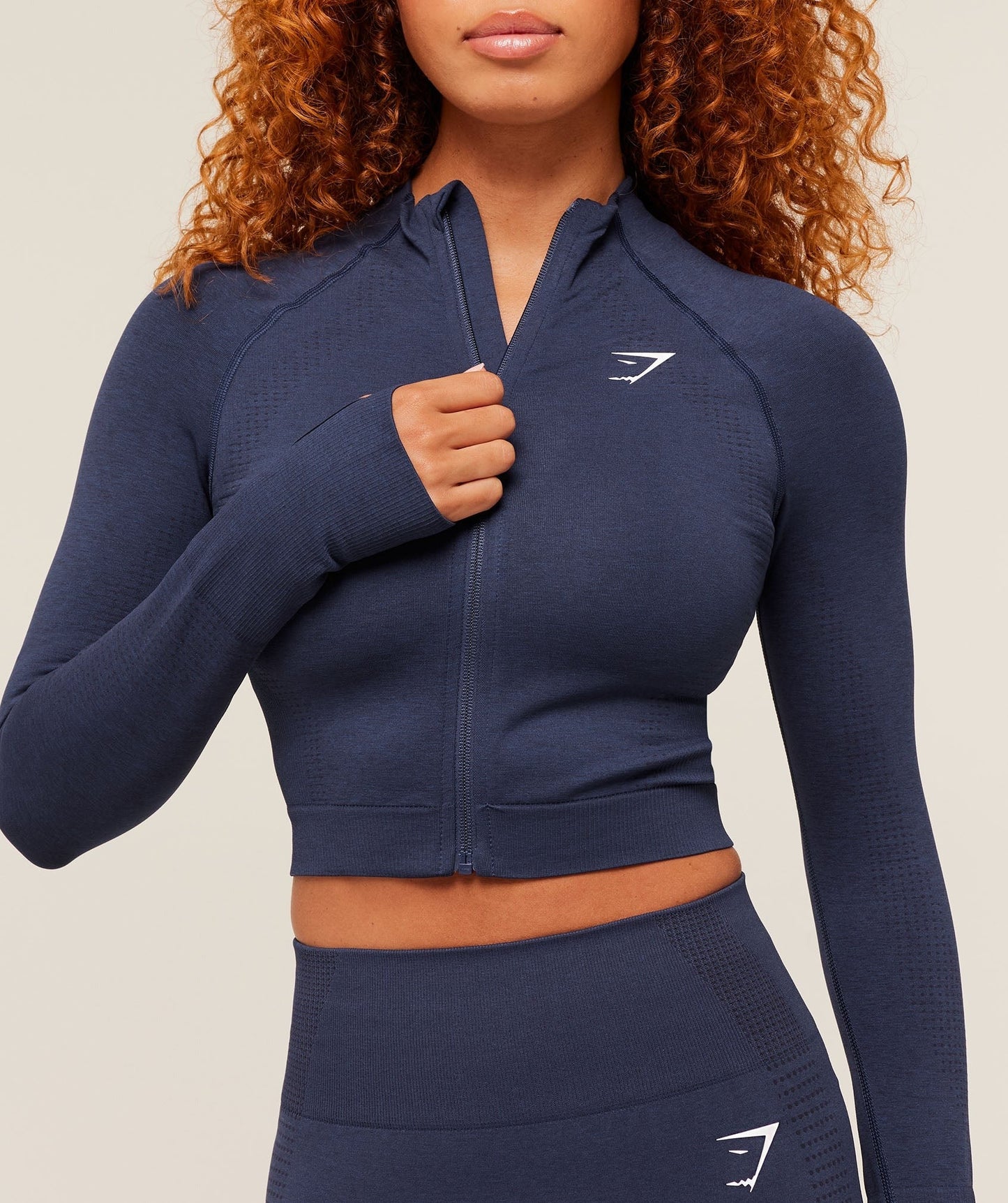 Gymshark Vital Seamless Midi Zip 2.0 Pullover - Heavy Blue Marl