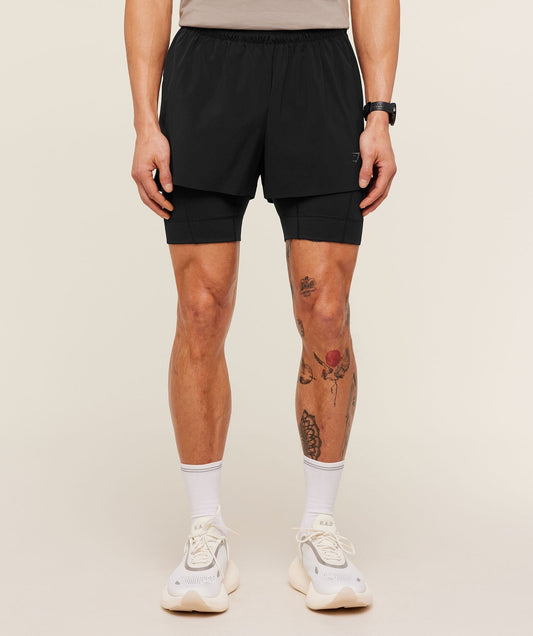 Gymshark Running Elite 2 in 1 5" Shorts - Black