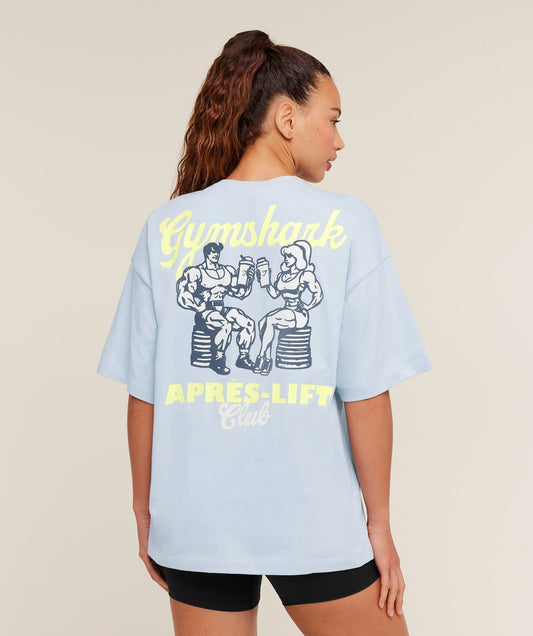 Gymshark Après-Lift Club Oversized T-Shirt - GS Smoke Blue
