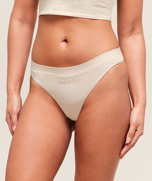Gymshark Cotton Graphic Thong - Oat White