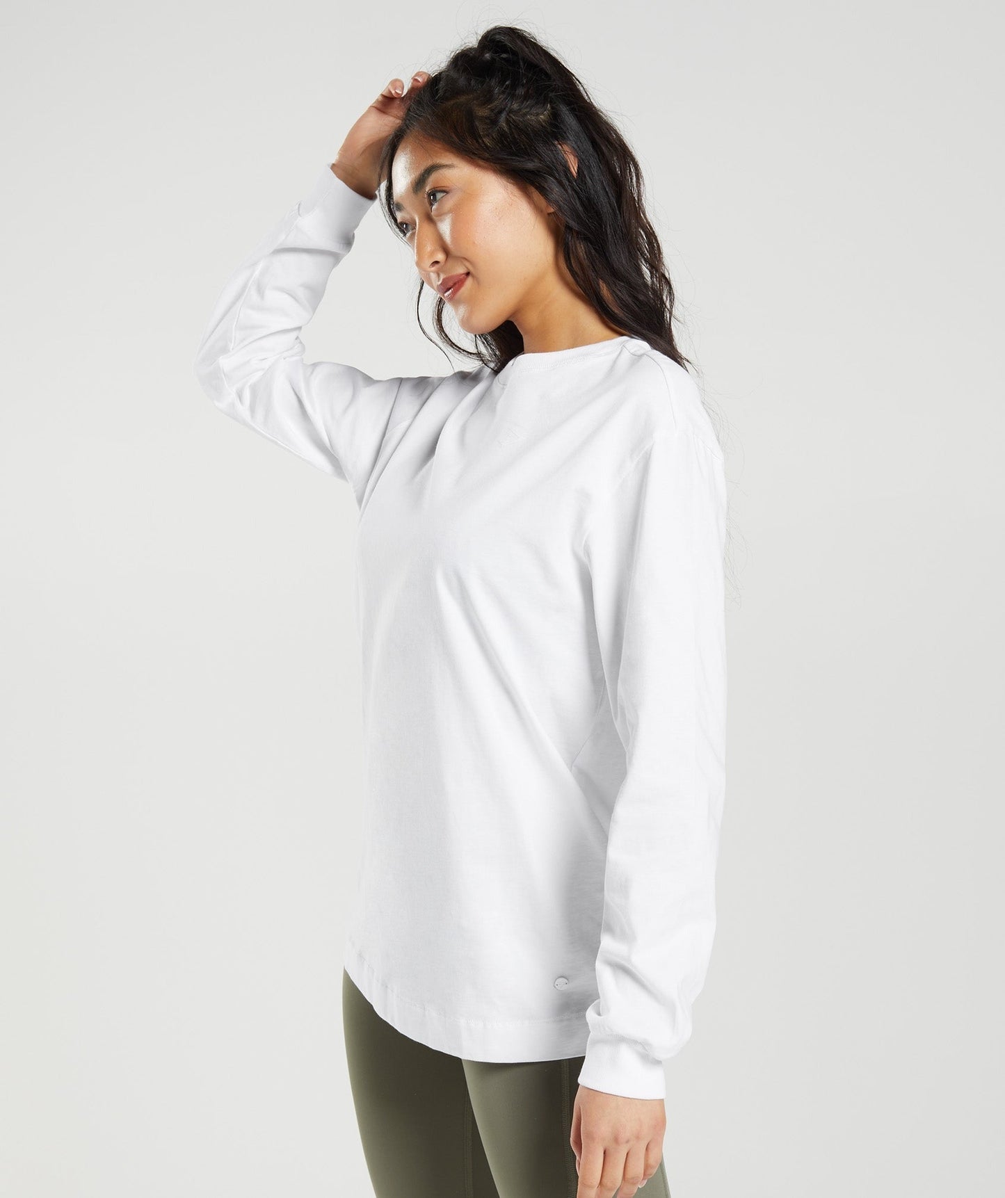 Gymshark Cotton Oversized Long Sleeve Top - White