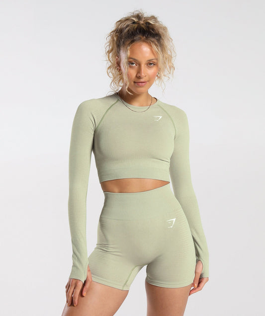 Gymshark Vital Crop Top - Light Sage Green Marl