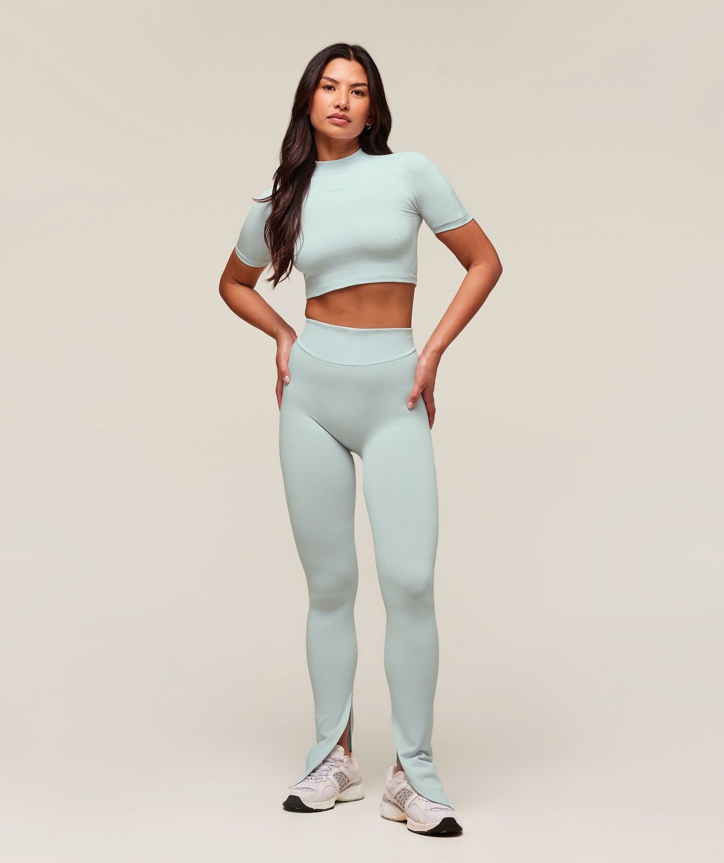 Gymshark everywear Warp Knit Flare Leggings - Frost Blue