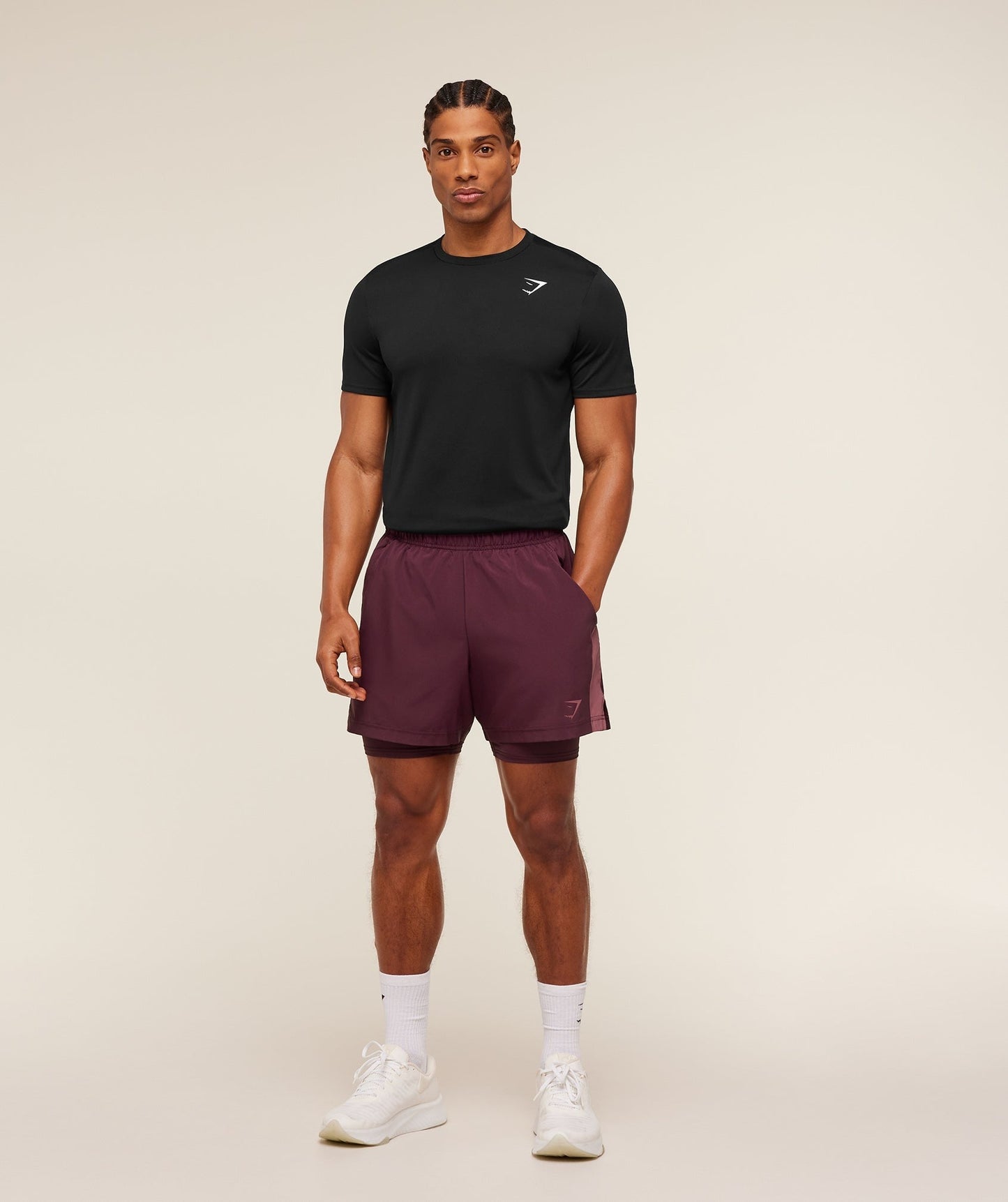 Gymshark Sport 5" 2 in 1 Shorts - Impact Burgundy/Reset Pink