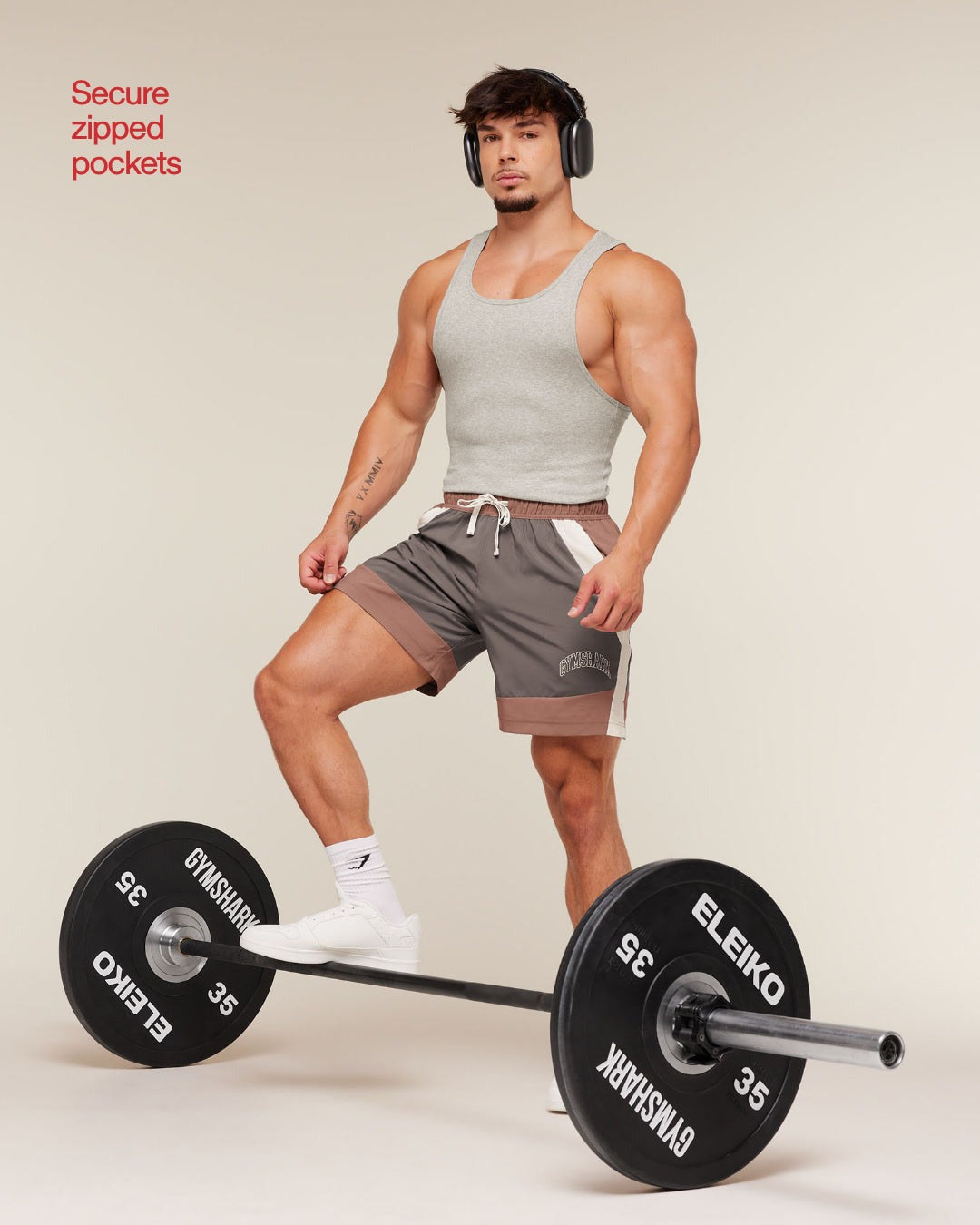 Gymshark Collegiate Tech Shorts - Taupe Brown