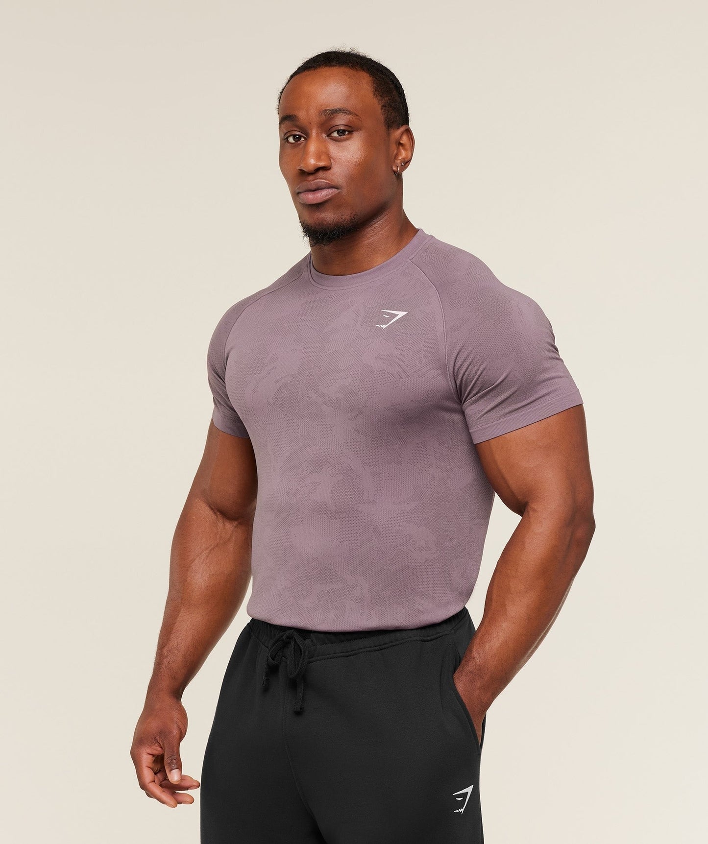 Gymshark Geo Seamless T-Shirt - Dusk Purple / Cool Brown