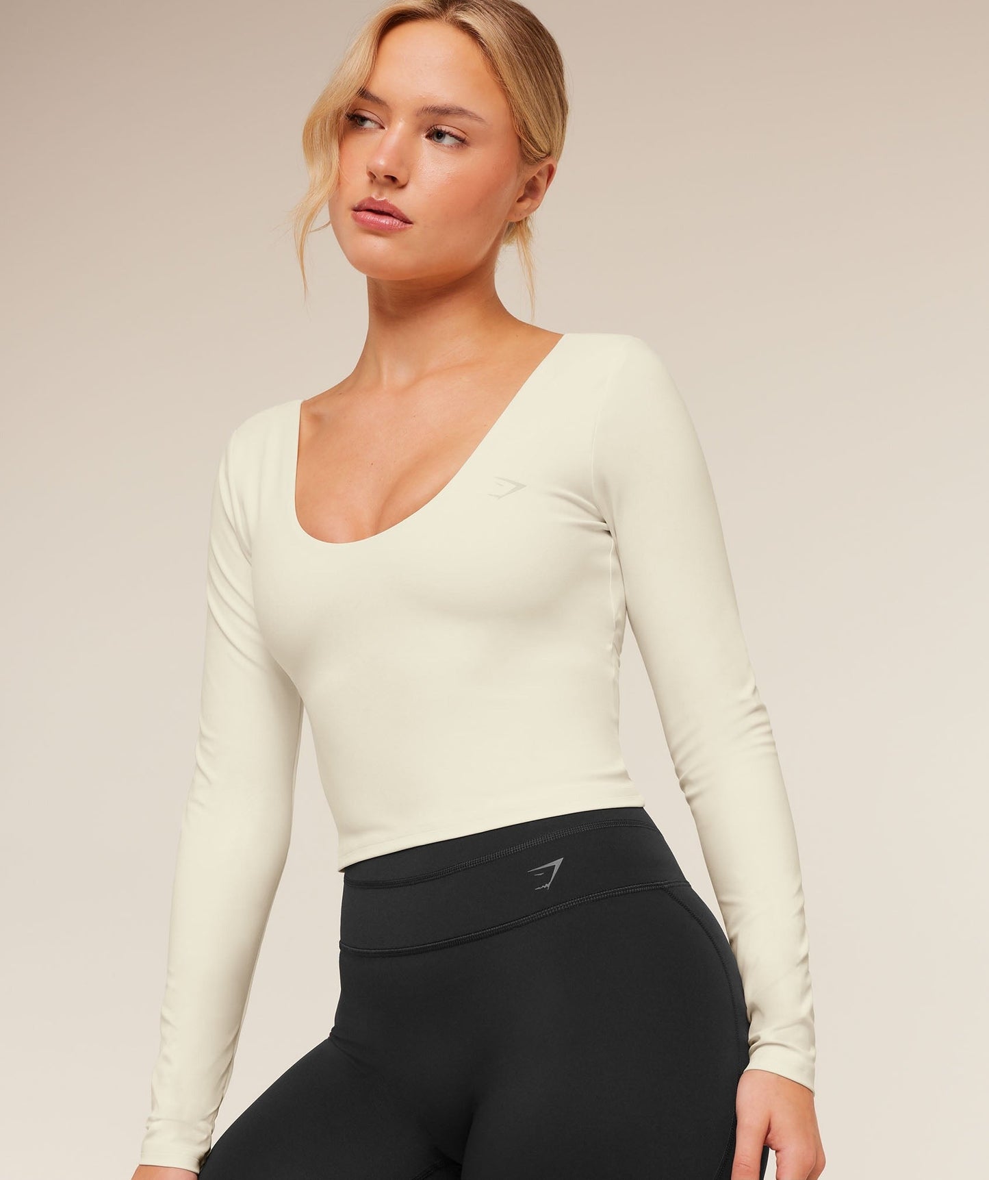 Gymshark Crossover Back Long Sleeve Top - Soft White