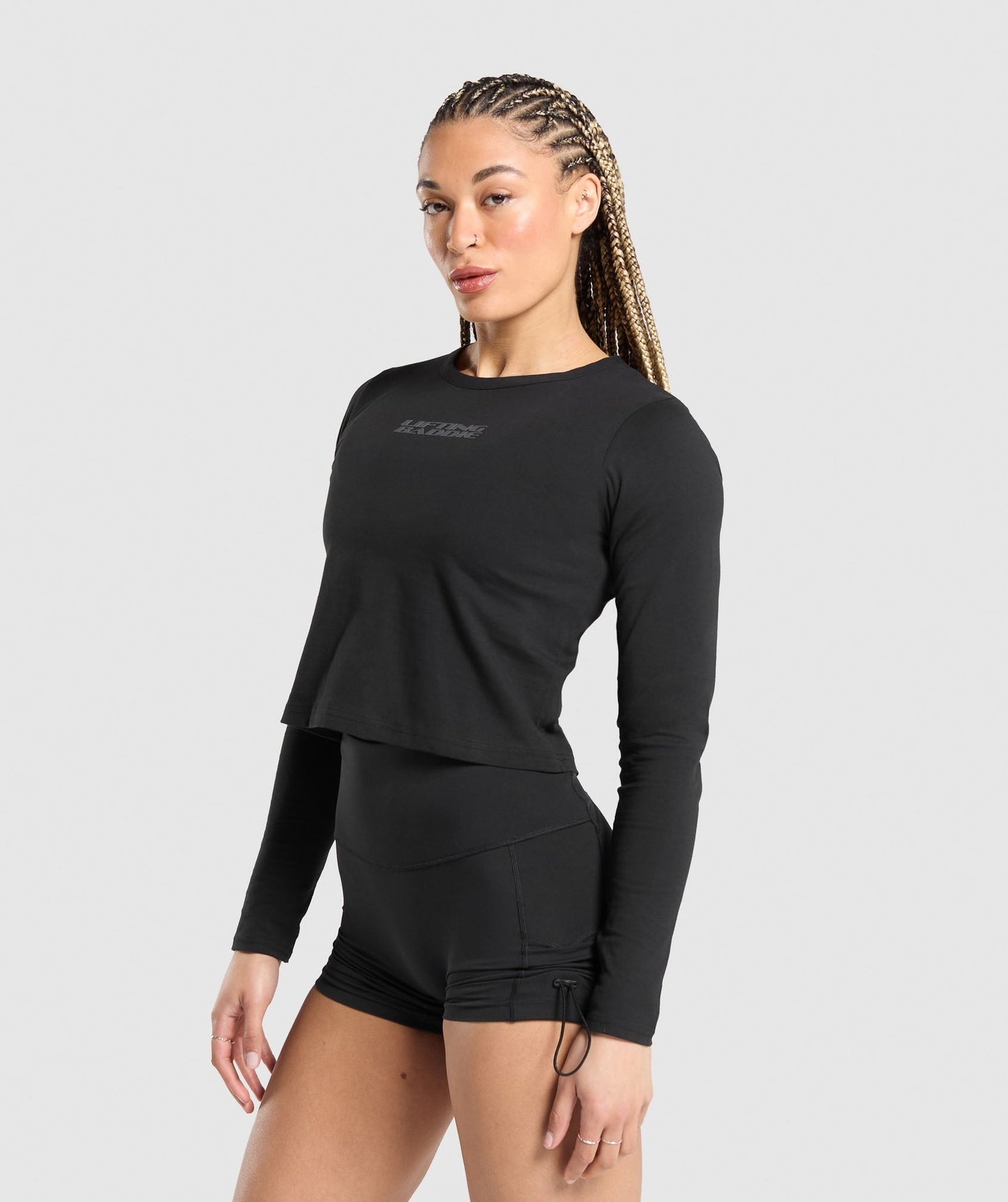 Gymshark Lifting Baddie Midi Long Sleeve Top - Black