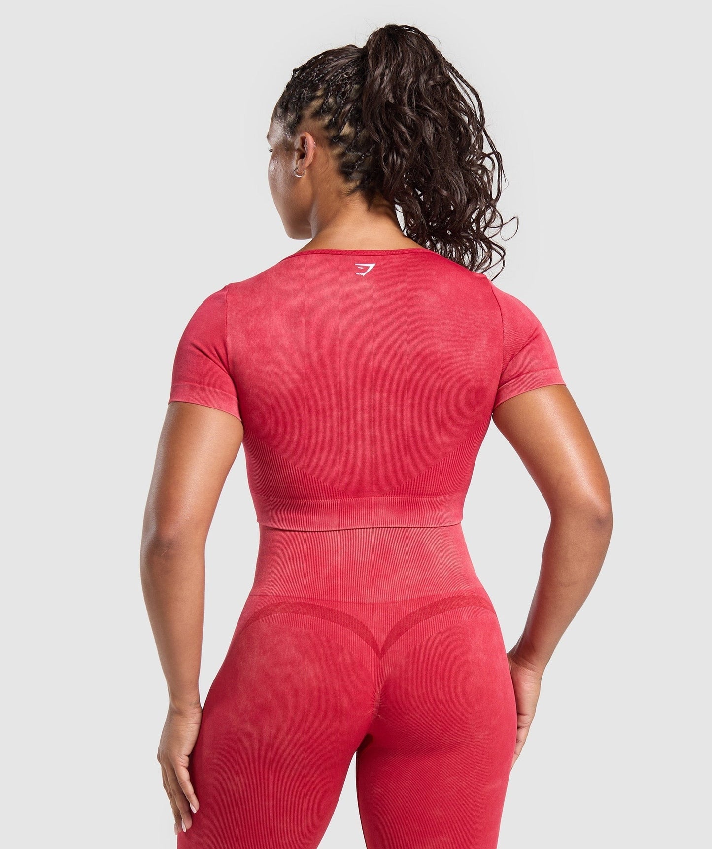 Gymshark Gains Seamless Washed Crop Top - Carmine Red