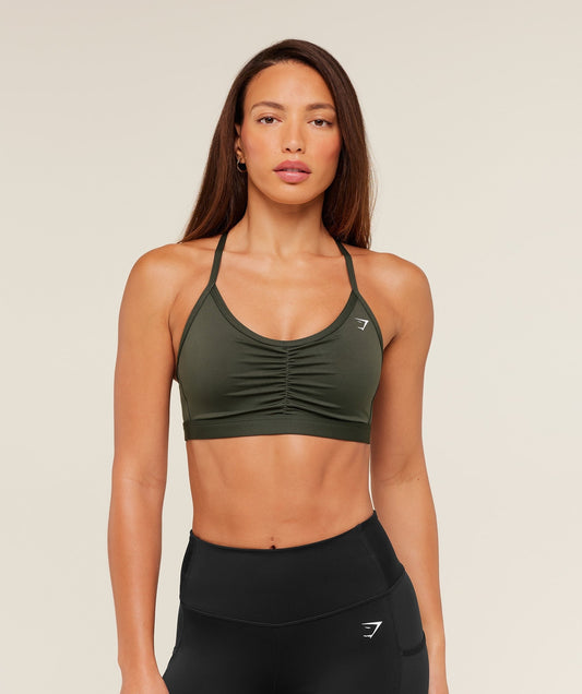 Gymshark Ruched Sports Bra - Strength Green