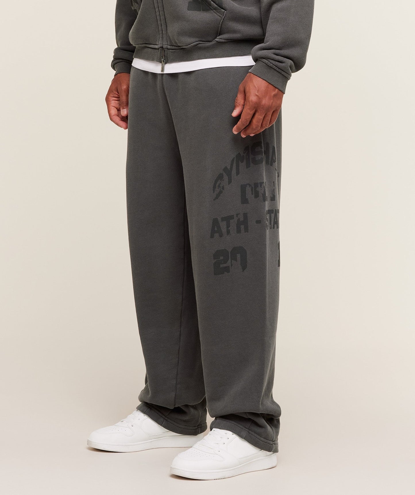 Gymshark Collegiate Washed Wide Leg Jogger - Asphalt Grey