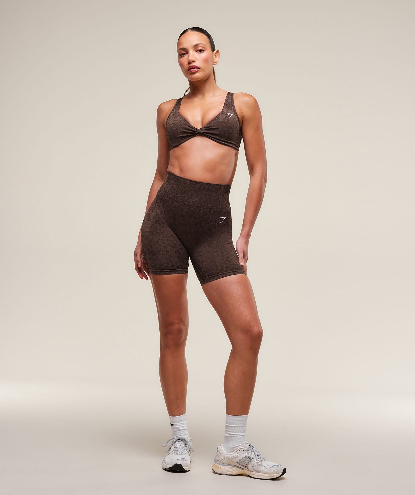 Gymshark Adapt Animal X Whitney Seamless Shorts - Soft Brown/Archive Brown