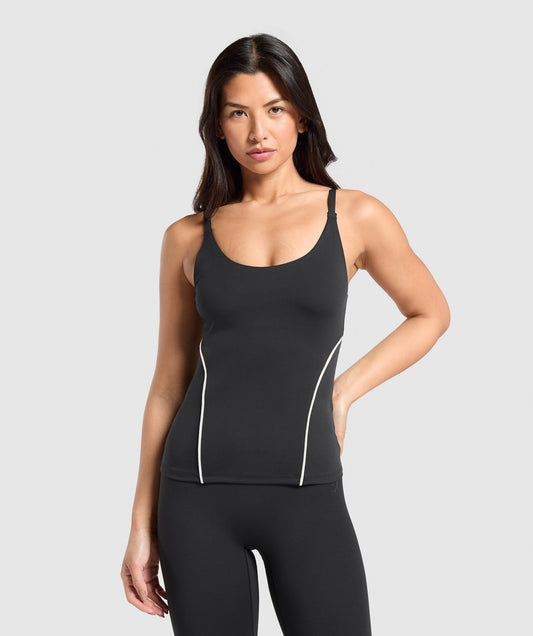 Gymshark Contour Stitch Tank with Shelf - Black