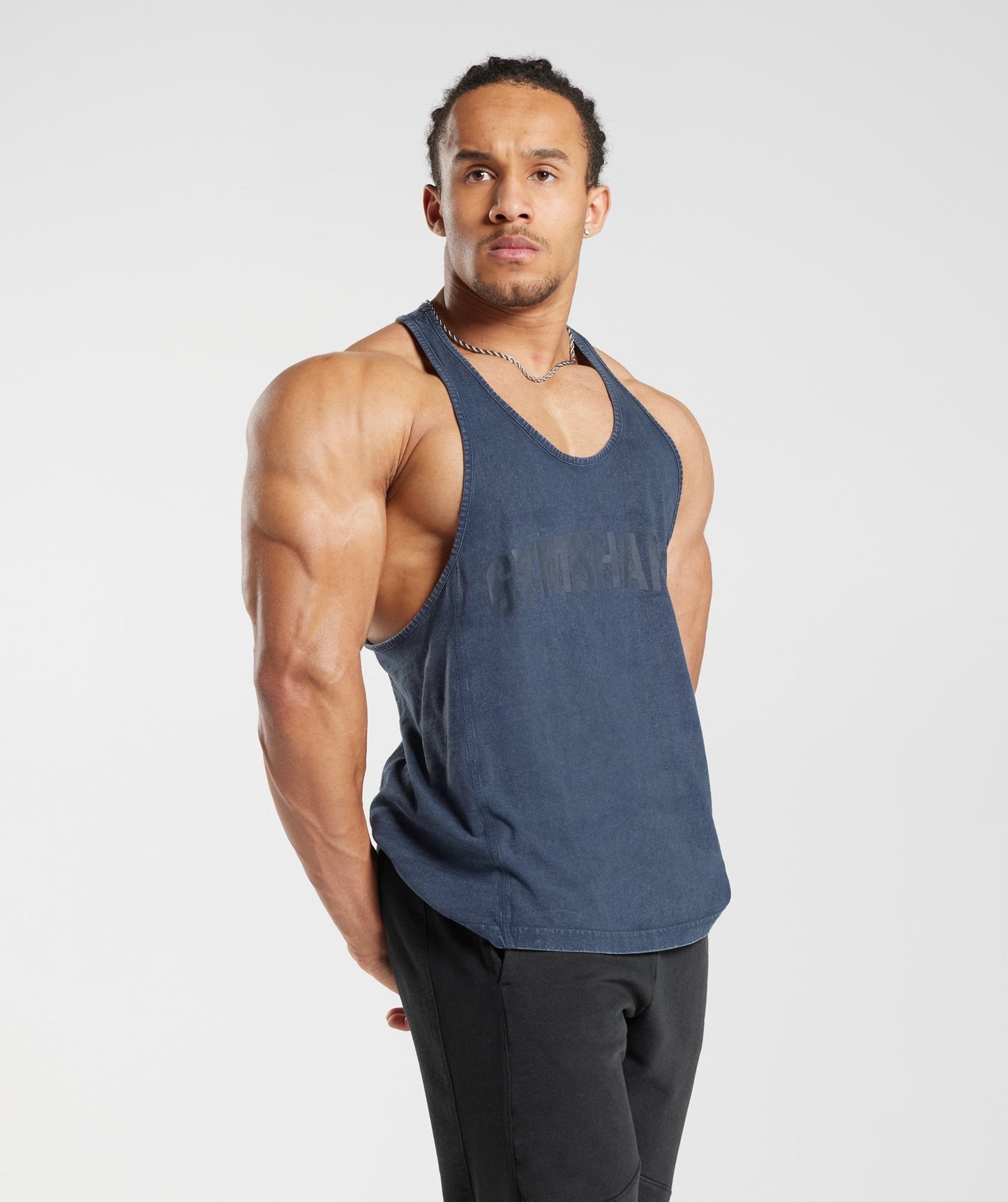 Gymshark Power Washed Stringer - Evening Blue