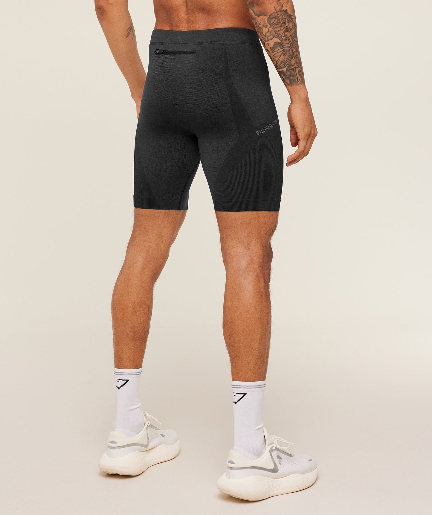Gymshark Seamless Running Half Tight - Black/Grey