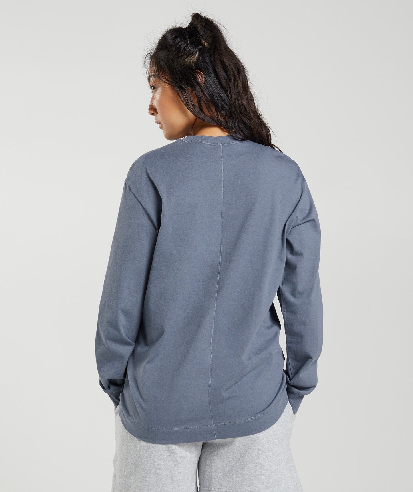 Gymshark Cotton Oversized Long Sleeve Top - Evening Blue