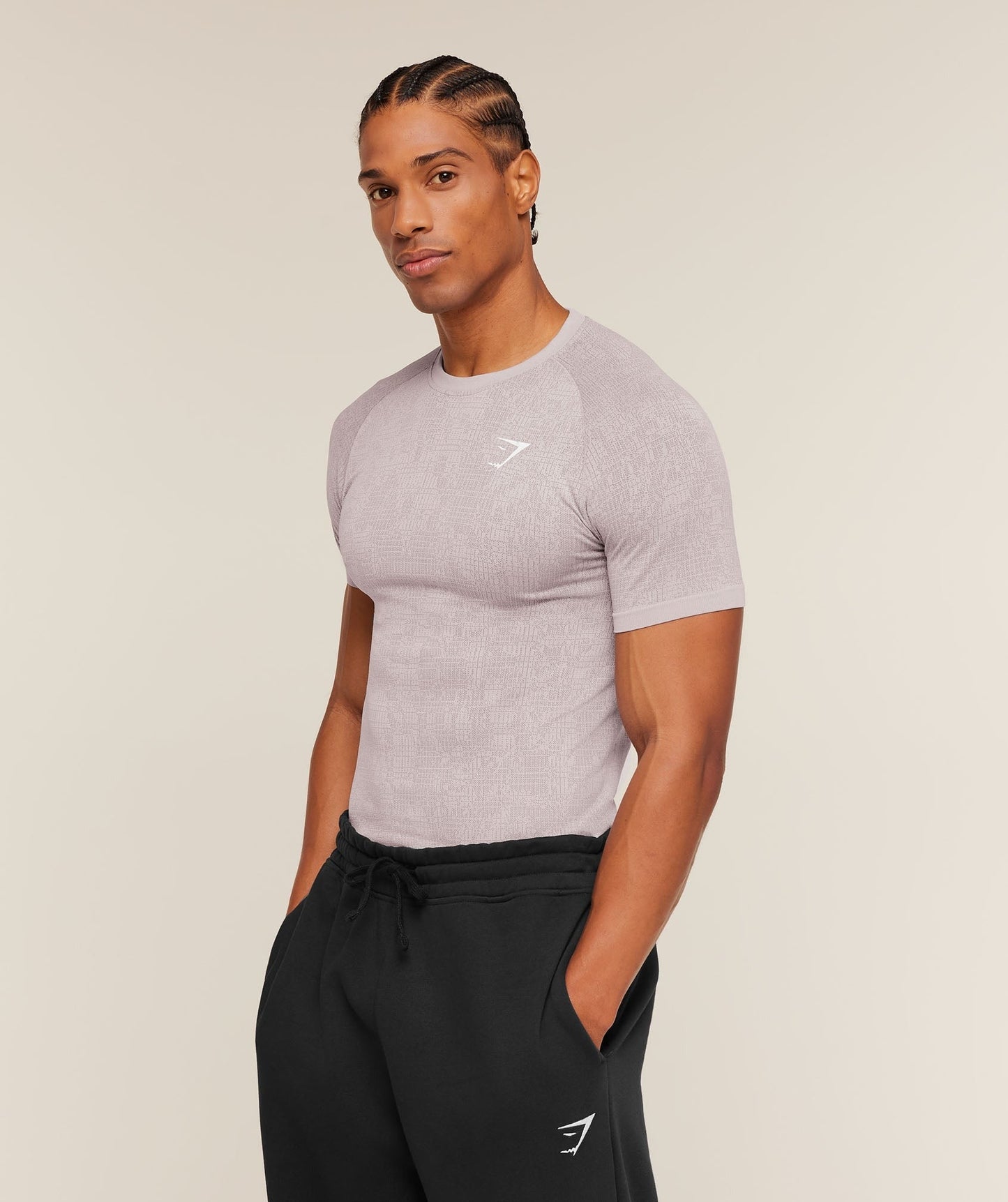 Gymshark Geo Seamless Grid T-Shirt - Dawn Purple/Dusk Purple