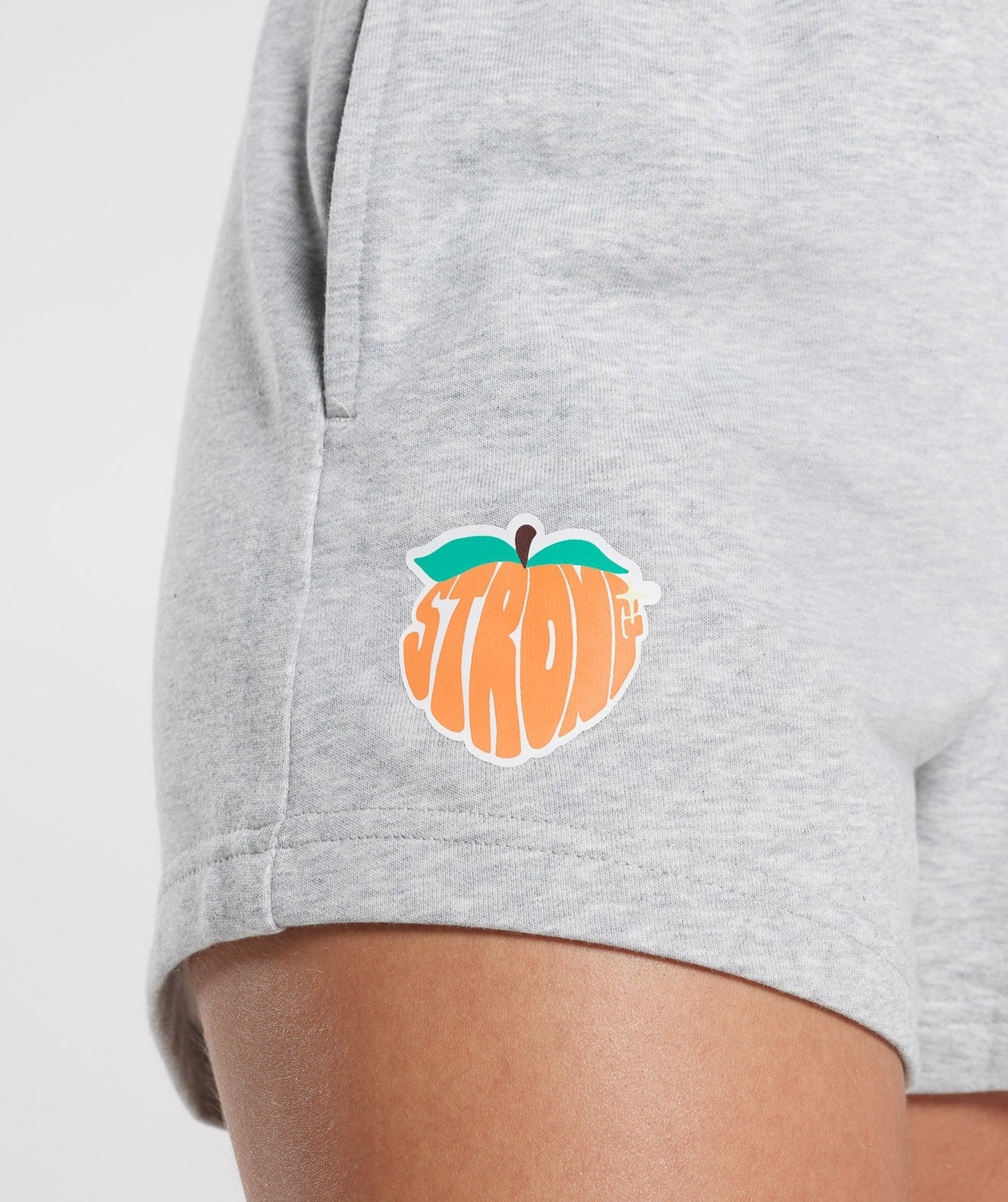 Gymshark Strong Peach Graphic Shorts - Light Grey Marl