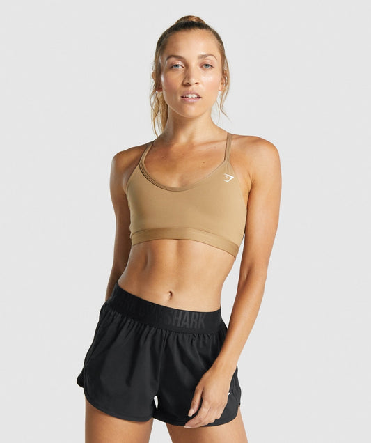 Gymshark V Neck Training Sports Bra - Light Brown