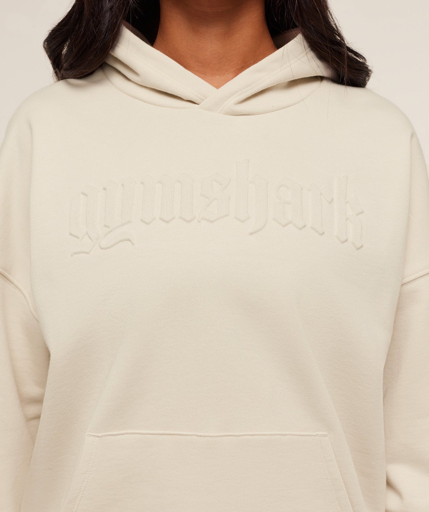 Gymshark Embossed Graphic Oversized Hoodie - Oat White