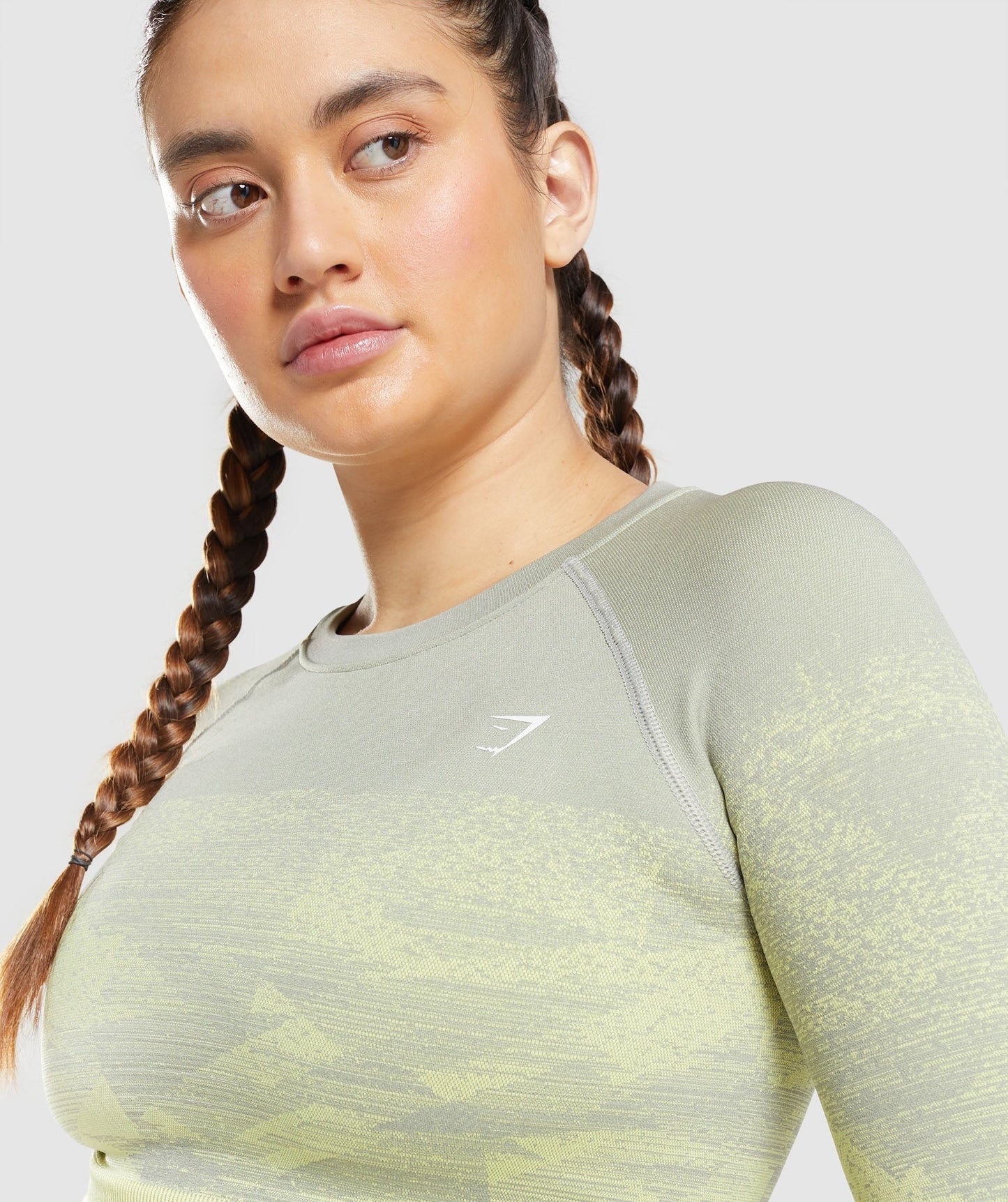 Gymshark Adapt Ombre Crop Top - Triangle | Taupe Grey Print