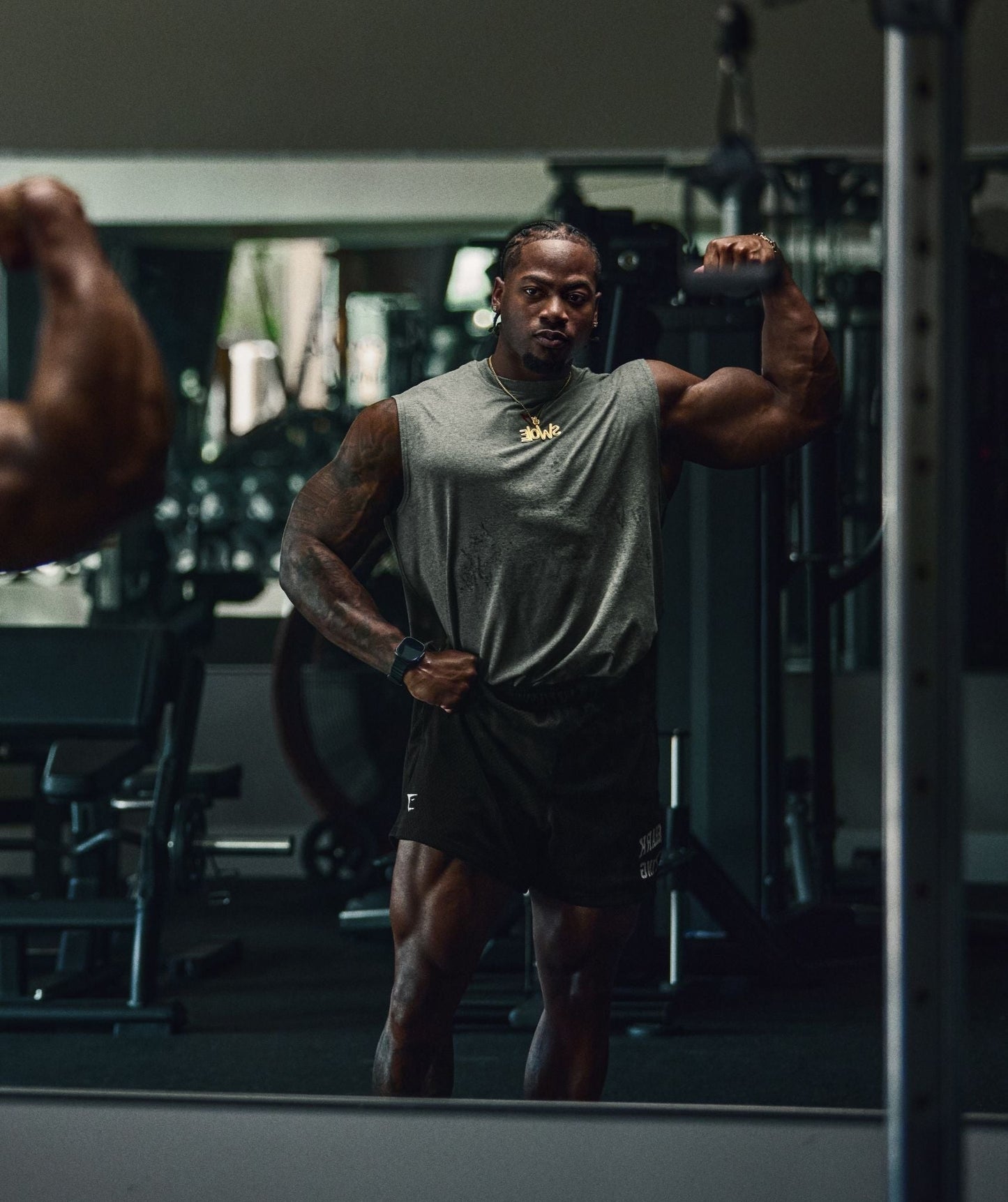 Gymshark Power Cut Off Tank - Charcoal Core Marl