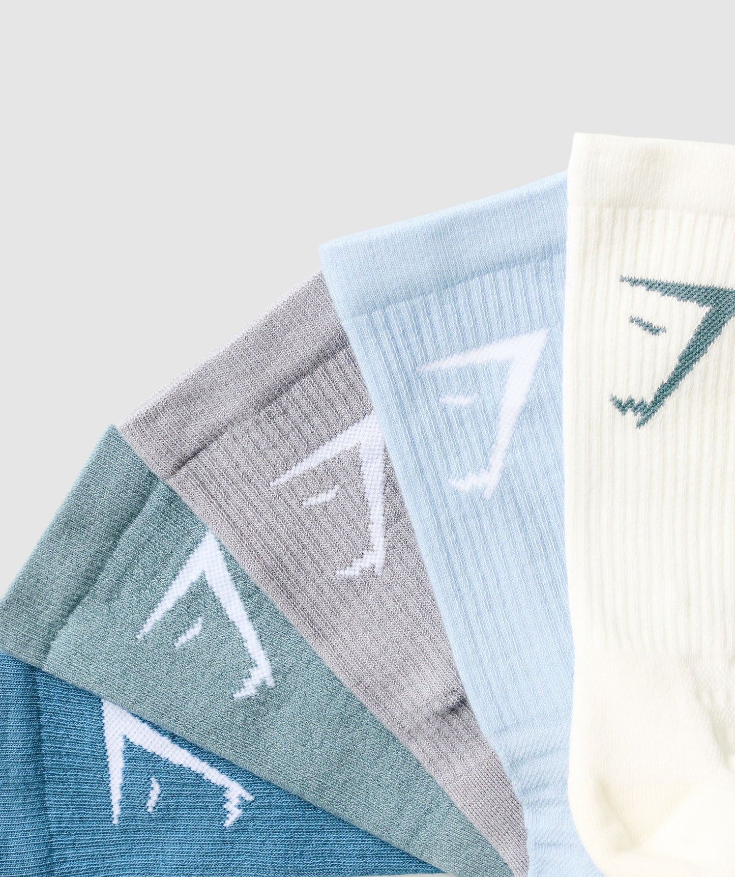 Gymshark Crew Socks 5pk - Classic Blue/Rest Blue/Metal Purple/Gentle Blue/Soft White