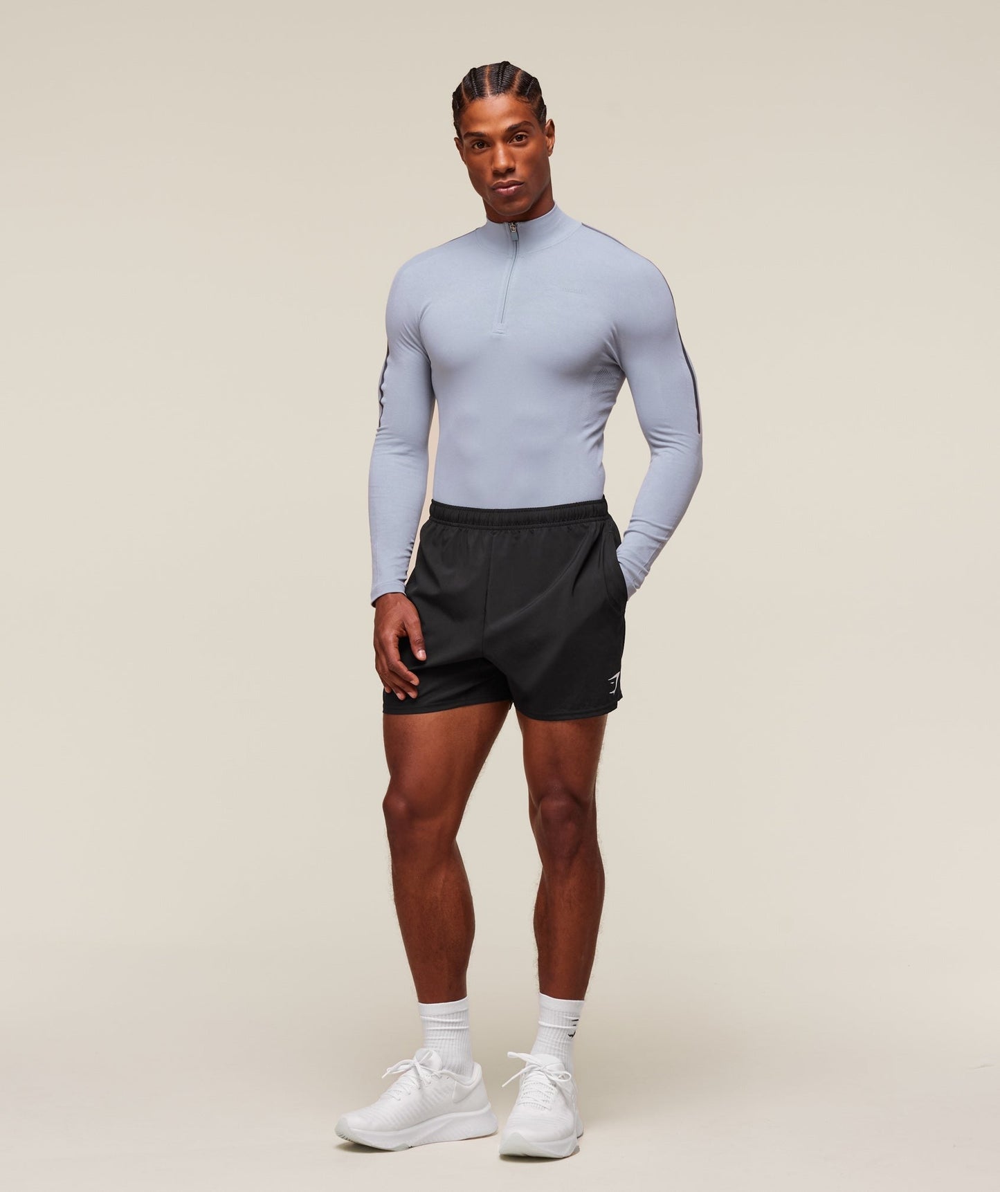 Gymshark everywear Warp Knit 1/4 Zip - Pale Blue