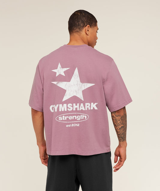 Gymshark Strength Stars Washed Graphic T-Shirt - Calm Pink