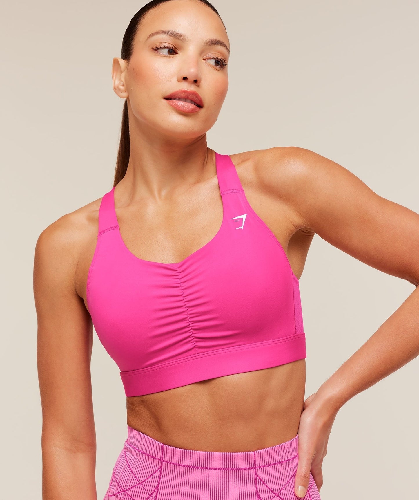 Gymshark High Support Ruched Sports Bra - Super-Set Pink