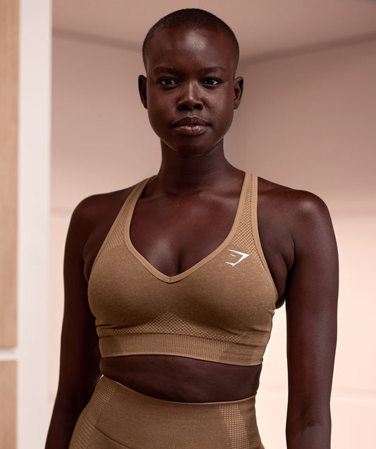 Gymshark Vital V Neck Sports Bra - Fawn Marl