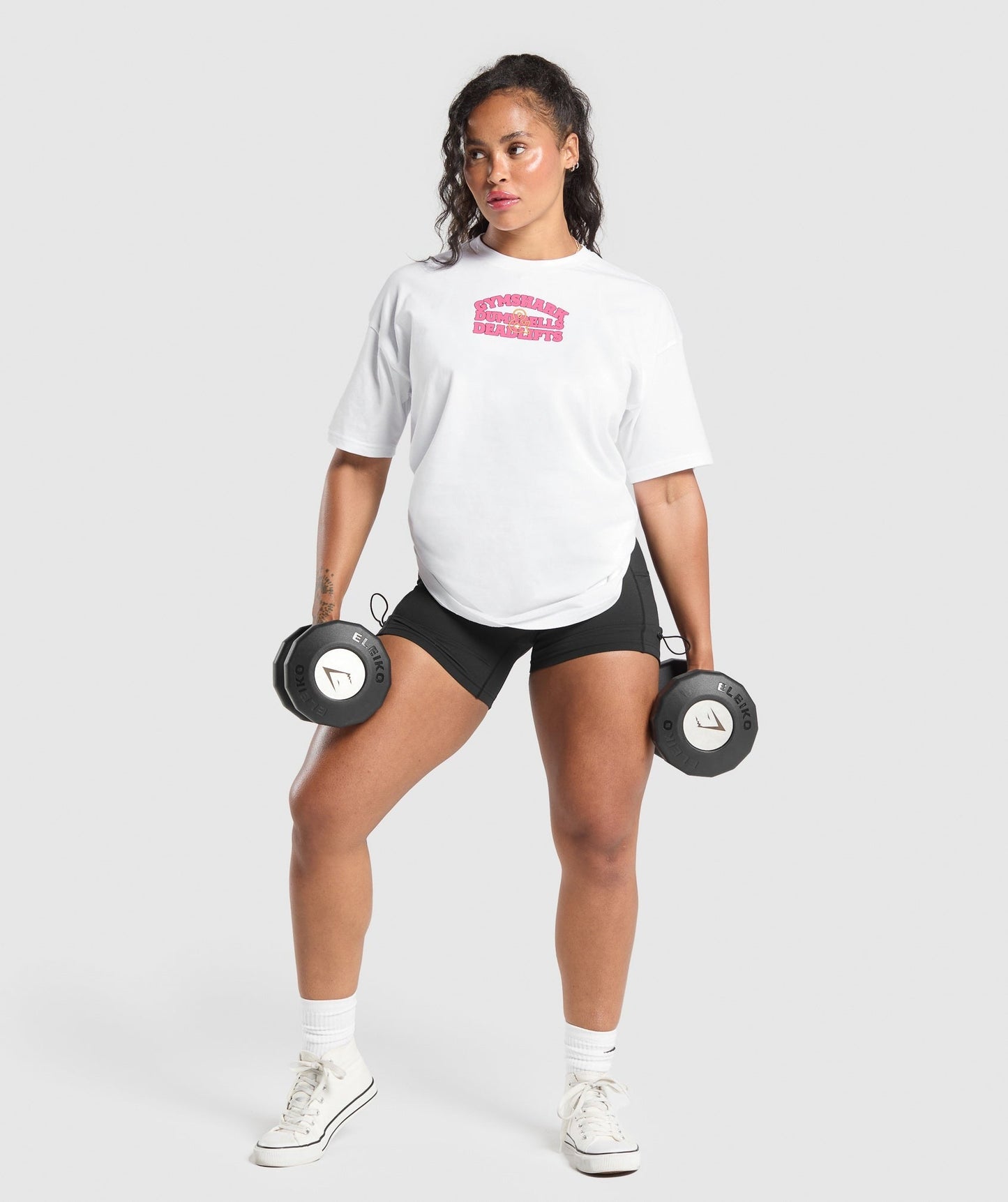 Gymshark Dumbells & Deadlifts Oversized T-Shirt - White