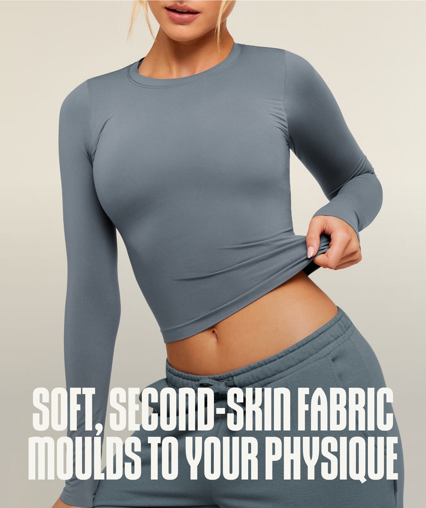 Gymshark FeatherForm Long Sleeve T-Shirt - Iron Blue