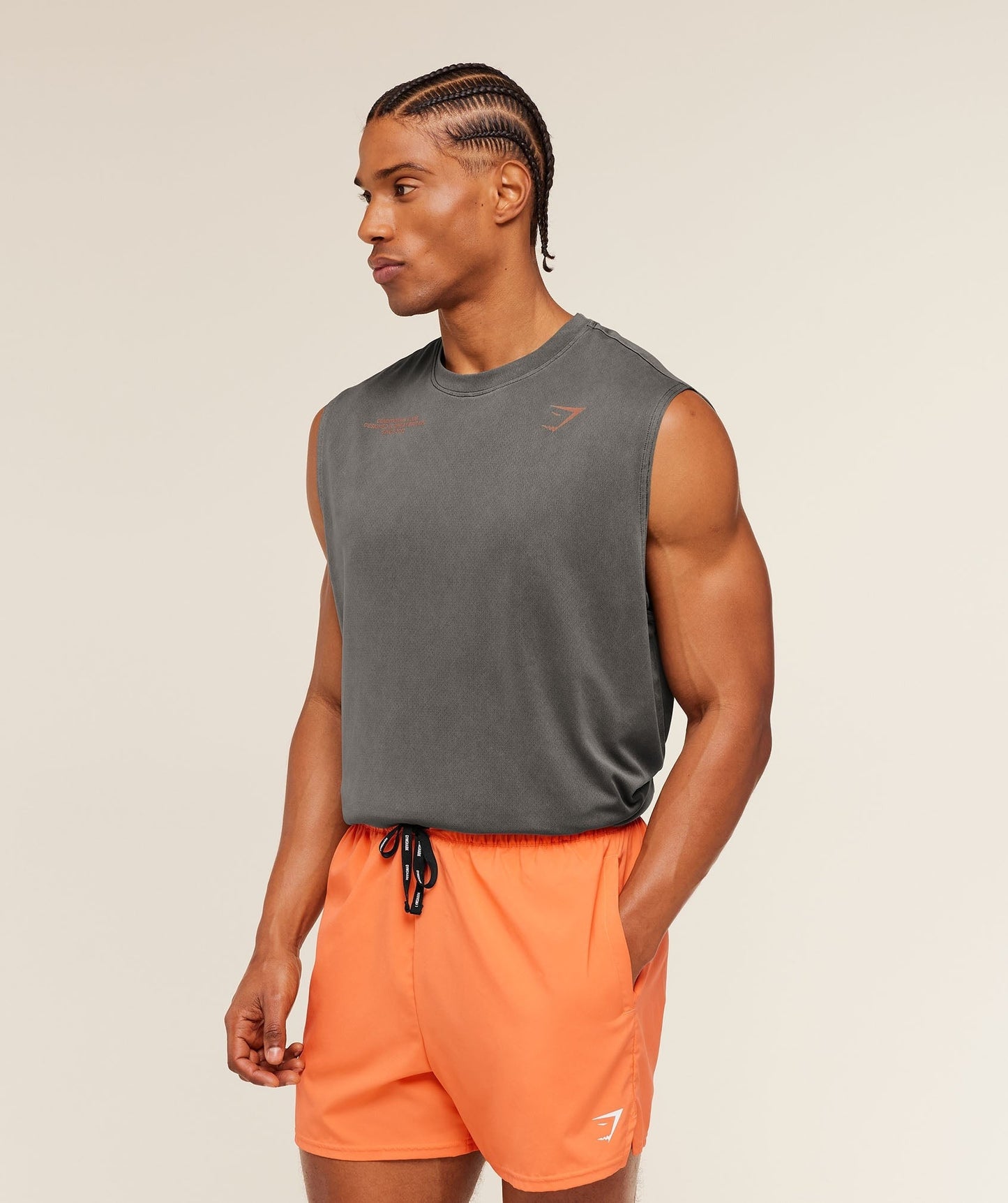 Gymshark Conditioning Club Washed Tank - Black/Dayglow Peach/Wash