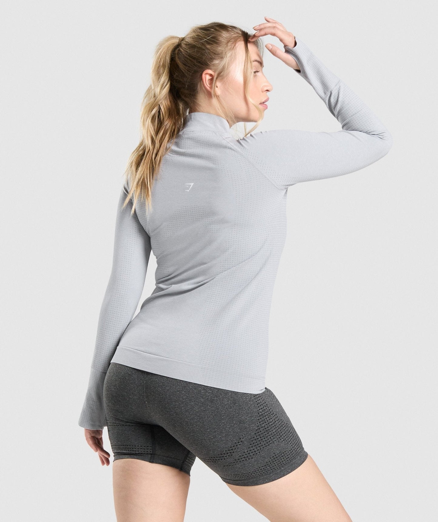DNU - Gymshark Vital Seamless 2.0 1/2 Zip Pullover - Light Grey Marl