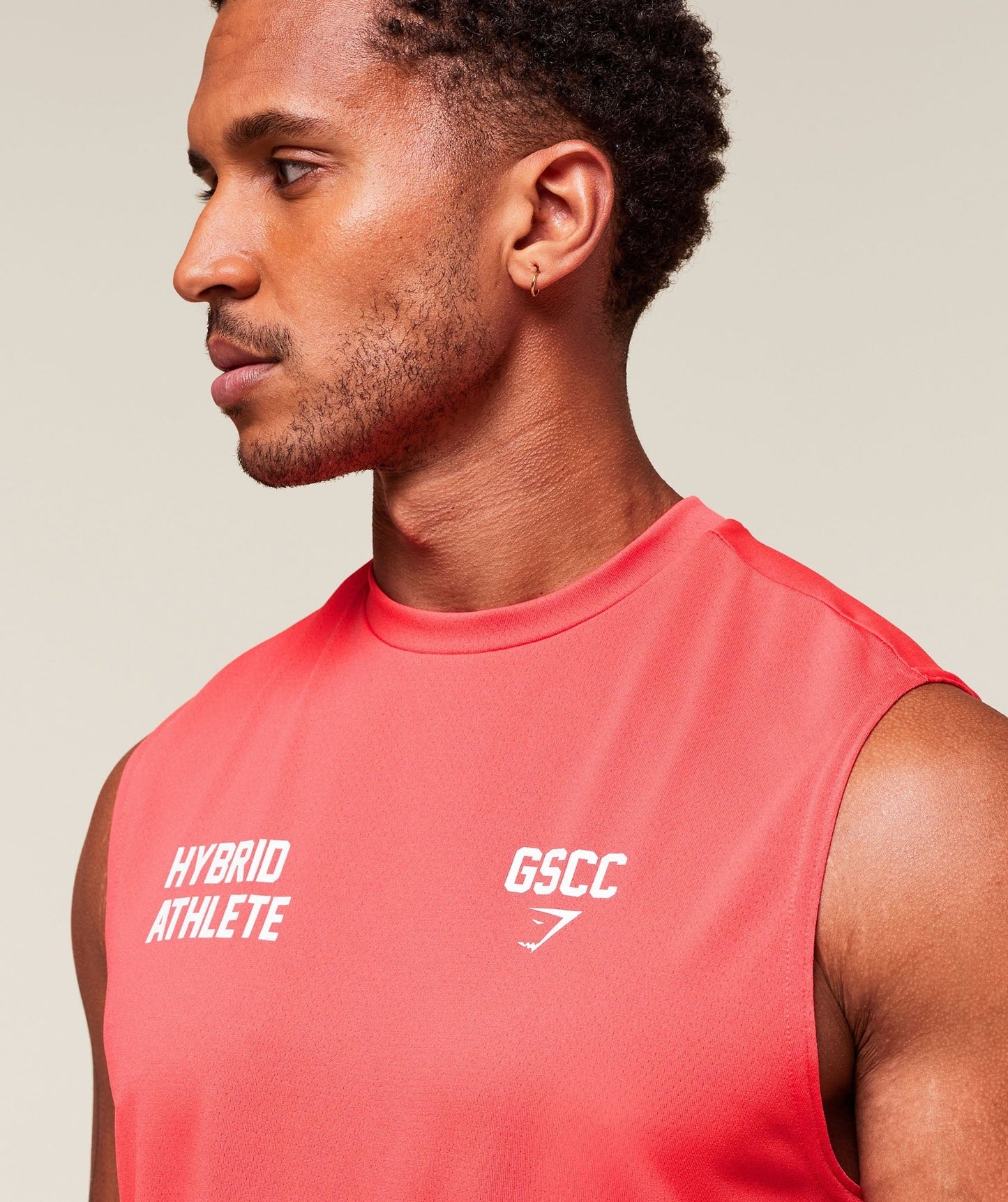 Gymshark Hybrid Athlete Cut Off Tank - Coral Red