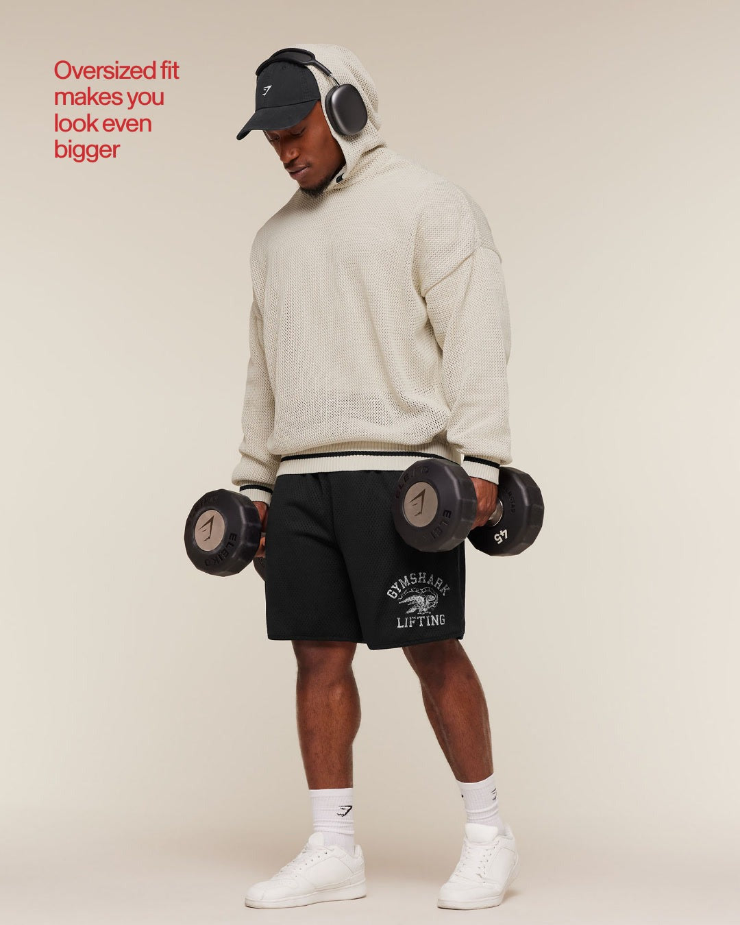 Gymshark Collective Crochet Style Hoodie - Tinted White