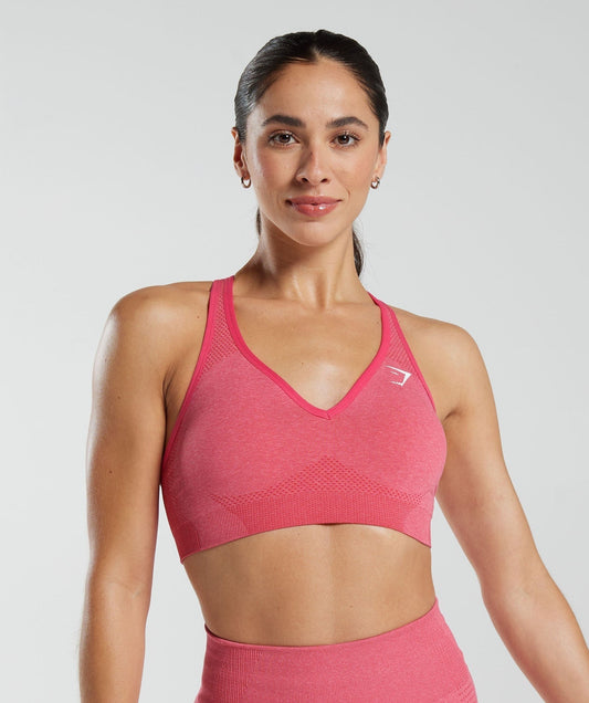 Gymshark Vital V Neck Sports Bra - Bright Fuchsia Marl